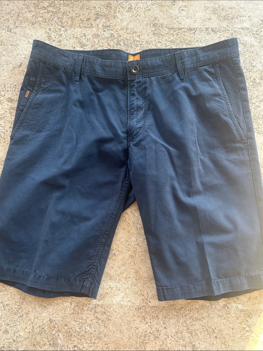 BOSS ORANGE Men's Dark Navy Flat Front Shorts